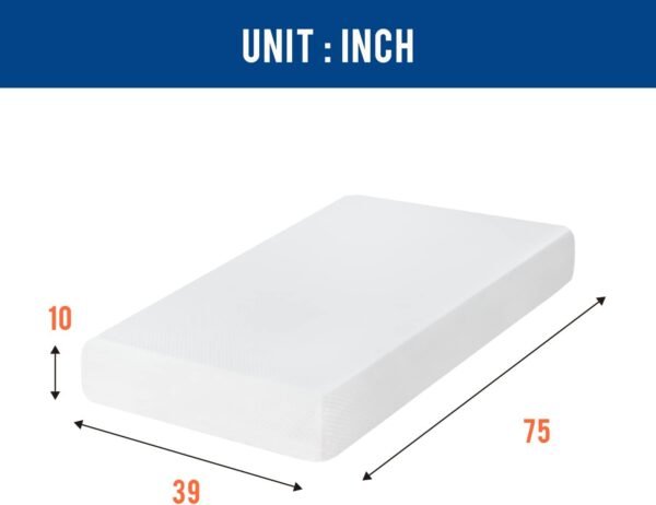 | 10 Inch Mattress | Medium Firm | Gel Memory Foam Mattress | White | Bed in a Box, CertiPUR-US Certified | Pressure Relief, Cooling Ventilated Foam | Washable Removable Cover
