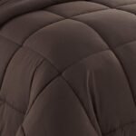 5PCS Box Stitched Comforter Set - Brown /Oversized King Ultra-Soft Goose Down Alternative Comforter with 4 Pillow Shams 100% Cotton 500  Series Best Quilted Collection for All Seasons