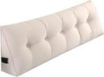 Husband headboard Pillow Large Back Rest Support Reading Pillows for Sitting in Bed for Adults Triangle Velvet Wedge Pillow headboard King Size, Beige