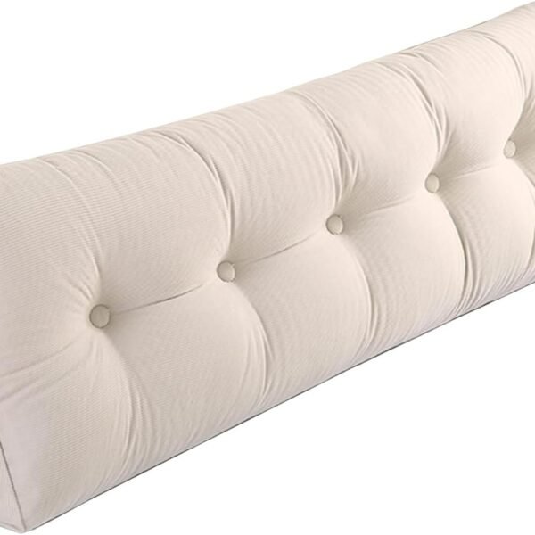 Husband headboard Pillow Large Back Rest Support Reading Pillows for Sitting in Bed for Adults Triangle Velvet Wedge Pillow headboard King Size, Beige