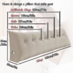 Velvet Triangular Wedge Pillow, Removable Cover Headboard Pillow for Daybed, Backrest Positioning Support Pillow Cushion Resting Reading Relaxing(Beige,Twin(39 * 20 * 8in))