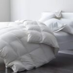 Lightweight Feather Down Comforter Queen, 100% Cotton Cover, Summer Warm Weather Bed Quilt, Thin All-Season Duvet Insert for Hot Sleepers (Ivory White, 90x90)