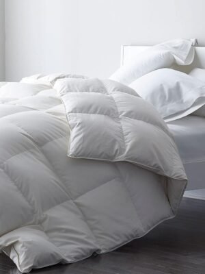 Lightweight Feather Down Comforter Queen, 100% Cotton Cover, Summer Warm Weather Bed Quilt, Thin All-Season Duvet Insert for Hot Sleepers (Ivory White, 90x90)