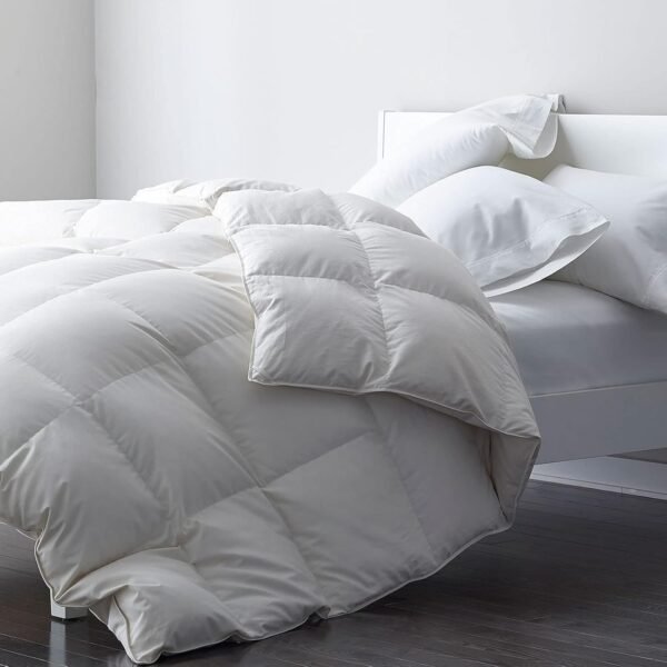 Lightweight Feather Down Comforter Queen, 100% Cotton Cover, Summer Warm Weather Bed Quilt, Thin All-Season Duvet Insert for Hot Sleepers (Ivory White, 90x90)