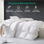 Feathers Down Comforter King Size Luxurious All Seasons Duvet Insert - Ultra-Soft 750 Fill-power Hotel Collection Comforter, 54 Oz Fluffy Medium Warmth, (106x90, Solid White)