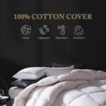 Lightweight Feather Down Comforter Queen, 100% Cotton Cover, Summer Warm Weather Bed Quilt, Thin All-Season Duvet Insert for Hot Sleepers (Ivory White, 90x90)