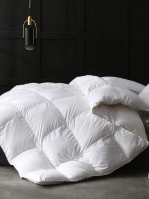 King Size Heavyweight Feathers Down Comforter for Winter Weather/Sleeper - Ultra-Soft 750 Fill-power Hotel Collection Comforter, 65 Oz Fluffy Thicker Duvet Insert(106x90, Solid White)