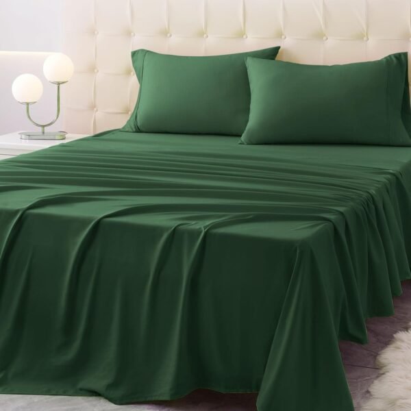 Super Soft Microfiber Sheet Set, 1800 Count Yarn, Luxurious Egyptian Cotton Sheets, Fits 18-24 Inch Deep Pocket Mattresses, Wrinkle-Resistant - 6-Piece Set (Dark Grey, Queen Size)
