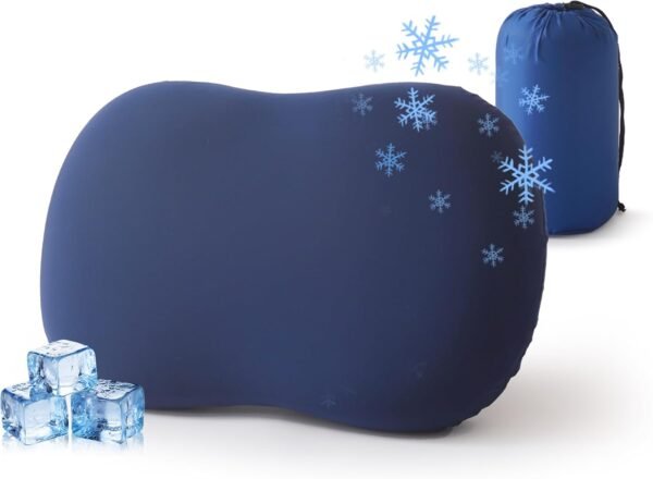 Camping Pillow for Sleeping, Memory Foam Travel Pillow, Cooling Small Pillow for Camp,Backpacking,Trip,Breathable & Waterproof Cover (1, Blue)