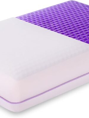 Cooling Gel Memory Foam Pillow - Reversible Cooling Cover, Neck Support for Side, Back and Stomach Sleepers, Removable & Machine Washable, All-Season Comfort, Standard Size, Purple