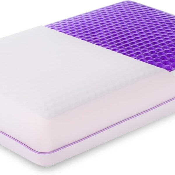 Cooling Gel Memory Foam Pillow - Reversible Cooling Cover, Neck Support for Side, Back and Stomach Sleepers, Removable & Machine Washable, All-Season Comfort, Standard Size, Purple