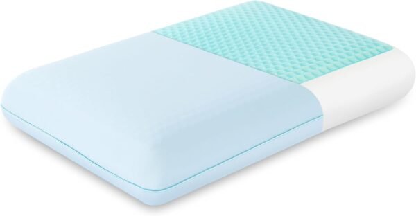 Cooling Gel Memory Foam Pillow - Reversible Cooling Cover, Neck Support for Side, Back and Stomach Sleepers, Removable & Machine Washable, All-Season Comfort, Standard Size, Blue