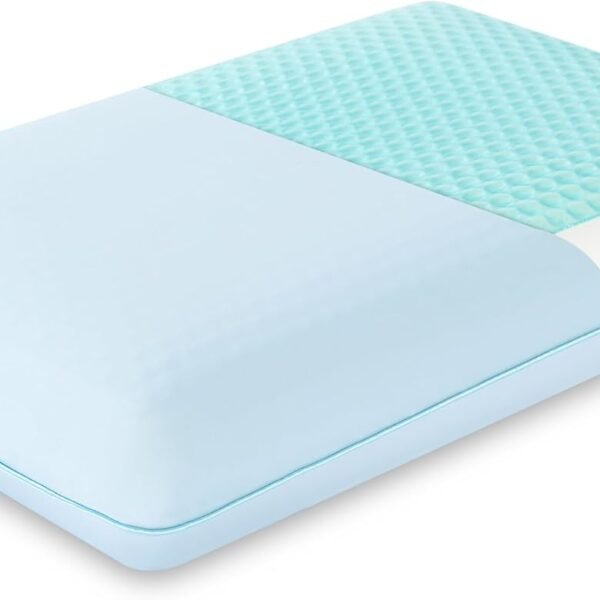 Cooling Gel Memory Foam Pillow - Reversible Cooling Cover, Neck Support for Side, Back and Stomach Sleepers, Removable & Machine Washable, All-Season Comfort, Standard Size, Blue