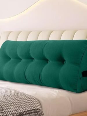 Large Triangular Headboard Pillows Long Backrest Positioning Support Bolster Cushion for Daybed Fluffy Quality Plush Body Wedge Pillow with Removable Cover(Dark Green-Twin/Twin XL-39x8x20 in)