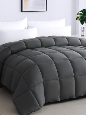 All Season King Comforter Duvet Insert - Down Alternative Bedding Winter Warm Lightweight Soft Fluffy Breathable Microfiber Comforter with Corner Tabs(102"x90"King, Grey)