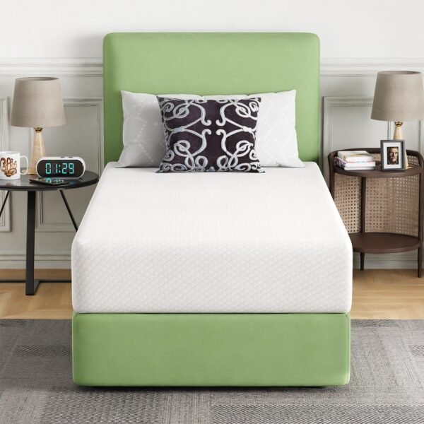 | 10 Inch  Mattress | Medium Firm | Gel Memory Foam Mattress | White | Bed in a Box, CertiPUR-US Certified | Pressure Relief, Cooling Ventilated Foam | Washable Removable Cover