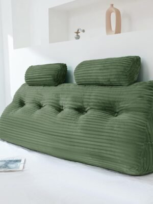 Headboard Wedge Pillow with 2 Pack Neck Roll Pillow Large Headboard Pillow Soft and Supportive with Removable Cover (sage Green, Queen:59x8x20 Inches)