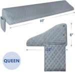 Queen Size Pillow Wedge for Headboard Gap Bed Gap Filller (0-8") Mattress Space Filler Pillow Stopper with 2 Side Pocket Triangle Foam Pillow Wedge Between Headboard Mattress(Grey, 60"x10"x6")