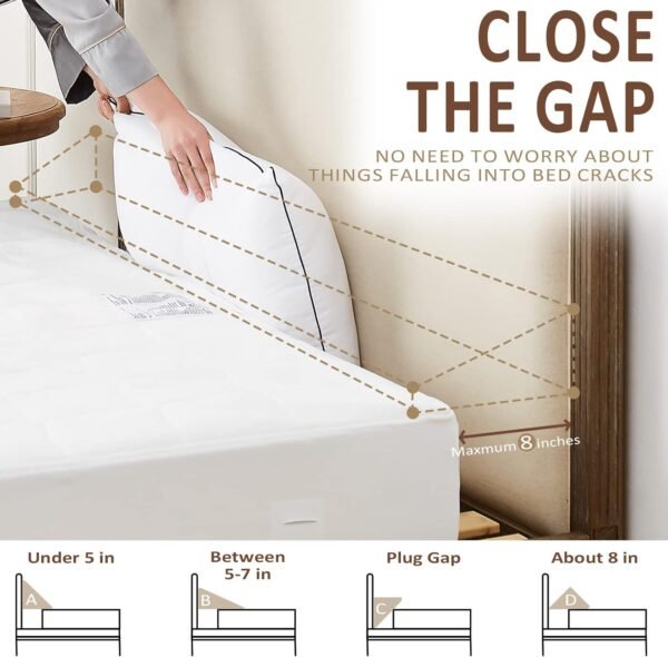 King Size（76"x10"x6"） Bed Wedge Pillow for Headboard - Bed Gap Filler(0-8") - Triangle Bloster Pillow Wedge - White