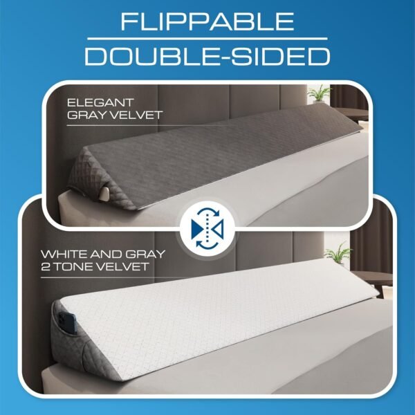 Wedge Pillow Headboard, Flippable 2 Sided, tantly Change Your Decor, Mattress Gap Filler Queen