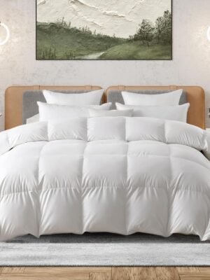 Down Comforter, Ultra-Soft Queen Fluffy Duvet Insert, Luxury Duck Feathers Down Comforter, Lightweight Bedding Comforters Suitable for All Seasons, White, 90 X 90in