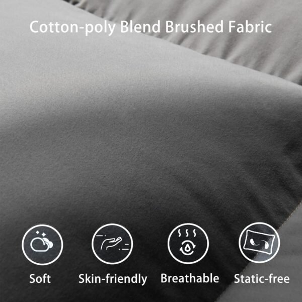 Luxury Gray Down Comforter Queen Size - Down and Feather Fiber Core for All Seasons - Soft and Medium Warmth Hotel Collection Duvet Insert - Fluffy and Cozy，Queen (90 X 90”)