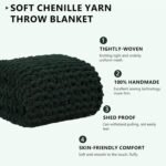 Chunky Knit Blanket Throw - Soft Chunky Throw Blanket 50x60: 100% Hand Kintted Chenile Crochet Throw Blanket for Couch - Large Cable Knit Chunky Blanket for Home Decor(Olive Green)