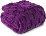 Fleece Throw Blanket for Couch,Super Soft and Warm Lightweight Checkered Pattern Blankets for All Seasons,50x60 Inches, Purple