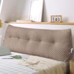 Large Triangular Headboard Wedge Pillow Soft and Supportive Headboard Backrest Positioning Support Bolster Cushion, Bed Wedge Pillow with Removable Cover(Brown,Dorm,24x8x20inch)