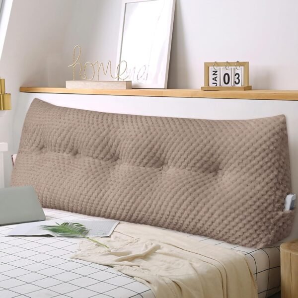 Large Triangular Headboard Wedge Pillow Soft and Supportive Headboard Backrest Positioning Support Bolster Cushion, Bed Wedge Pillow with Removable Cover(Brown,Dorm,24x8x20inch)