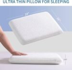 Ultra Thin, Flat Pillow for Sleeping 3.25 Inch Height, Thin Memory Foam Pillow for Stomach Sleeper, Slim Bed Pillow for Side and Back Sleepers, Standard Size