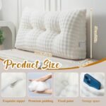 Wedge Pillow Triangular Headboard Bed Reading Backrest Wedge Bolster Pillow with Removable Cover Back Support for Daybed Bunk Bed(Beige,Twin)