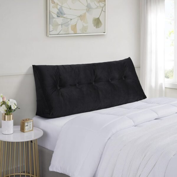 Headboard Pillow Full - Bed Wedge Pillow for Headboard - Large & Versatile Triangle Cushion Reading Support Pillow, Full - 54", Black