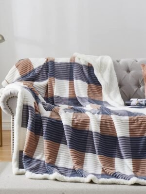 Blanket Twin Plaid Thick Bed Blanket, 60”*80” Super Soft Flannel Fuzzy Fleece Reversible Velvet Plush Warm Blanket for Couch(Grey-Check, 60"*80")
