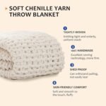 Chunky Knit Blanket Throw,Soft Chenille Yarn Throw 50x60，Handmade Thick Cable Knit Crochet Blanket, Large Rope Knot Throw Blanket for Couch Home Decor
