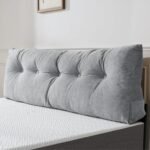 Premium Wedge Pillow Headboard with Removable Cover - Triangular Reading Support Backrest for Bed with Side Pockets, Perfect for Reading & TV (Light Gray Twin Size, 39x8x20 Inches)