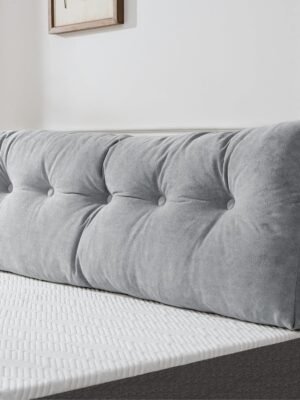 Premium Wedge Pillow Headboard with Removable Cover - Triangular Reading Support Backrest for Bed with Side Pockets, Perfect for Reading & TV (Light Gray Twin Size, 39x8x20 Inches)