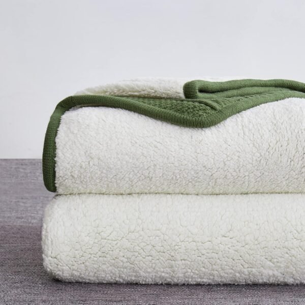 bedding Olive Green Acrylic Cable Knit Throw Blanket - Thick, Soft, Big, Cozy Olive Green Knitted Fleece Blankets for Couch, Sofa, Bed - 50 x 63 Inches