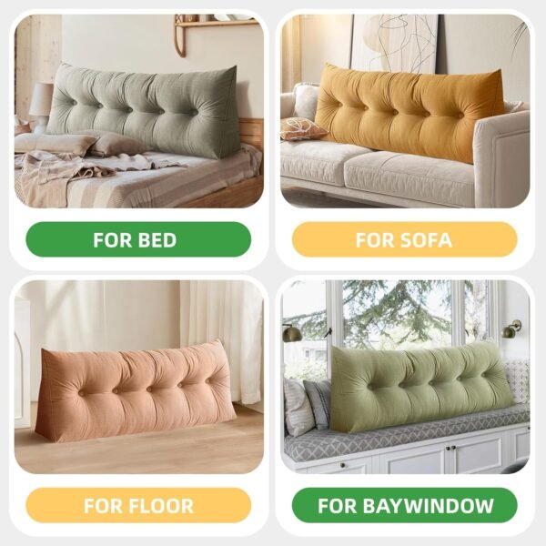 Triangular Reading Bed Rest Pillow with Side Pocket Large Bolster Cushion Headboard Backrest Wedge Pillow Twin,Camel,39 * 7.87 * 19.68in