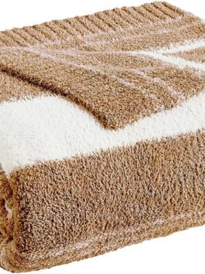 Burnt Orange Throw Blanket, 50x70 Soft Cozy Microfiber Striped Throw Blankets for Couch, Sofa, Bed, Travel, Lightweight Fluffy Warm Plush Decorative Blankets for Women, Men,Kids Gift