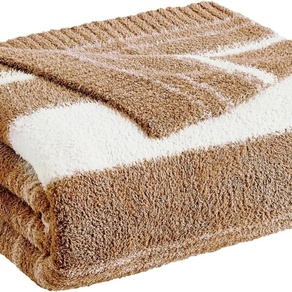 Burnt Orange Throw Blanket, 50x70 Soft Cozy Microfiber Striped Throw Blankets for Couch, Sofa, Bed, Travel, Lightweight Fluffy Warm Plush Decorative Blankets for Women, Men,Kids Gift