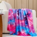 Super Soft Throw Blanket Deep Purple Rainbow Premium Silky Flannel Fleece Leaves Pattern Lightweight Bed Blanket All Season Use (Deep Purple Rainbow, Throw(50"x60"))