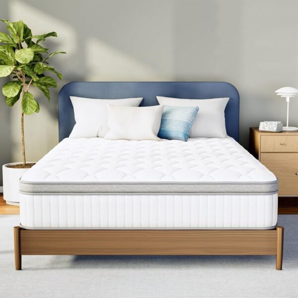 Size Mattress, 12 Inch Hybrid Comfort & Supportive Mattress in a Box, Cooling Gel Memory Foam and Pocket Springs with Pressure Relief, CertiPUR-US Certified, Medium Firm