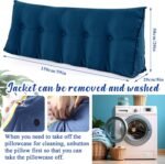 Wedge Pillow Queen Triangular Headboard Bed Reading Backrest Back Support Long Pillow with Removable Cover for Dorm Room Supplies Housewarming Gift(Blue)