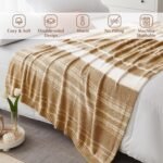 Burnt Orange Throw Blanket, 50x70 Soft Cozy Microfiber Striped Throw Blankets for Couch, Sofa, Bed, Travel, Lightweight Fluffy Warm Plush Decorative Blankets for Women, Men,Kids Gift