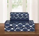 Luxury Soft and Comfortable 4-Piece Sheet Set, , Wrinkle-resistant Plaid Pattern - 1500 Egyptian cotton quality microfiber bedding set, single/king/single, navy blue