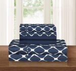 Luxury Soft and Comfortable 4-Piece Sheet Set, , Wrinkle-resistant Plaid Pattern - 1500 Egyptian cotton quality microfiber bedding set, single/king/single, navy blue