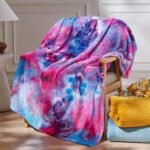 Super Soft Throw Blanket Deep Purple Rainbow Premium Silky Flannel Fleece Leaves Pattern Lightweight Bed Blanket All Season Use (Deep Purple Rainbow, Throw(50"x60"))