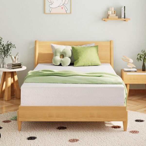 6 Inch Mattress for Kids, Memory Foam Mattress with Cooling Green Tea Gel, Relieve Pressure with Medium Firm Support, CertiPUR-US Certified, 75''L x 38''W, White