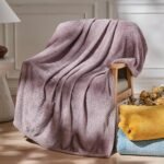 Super Soft Throw Blanket Light Purple Premium Silky Flannel Fleece Leaves Pattern Lightweight Bed Blanket All Season Use (Light Purple, Throw(50"x60"))